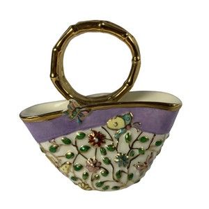 Cute Lenox Parvaneh Butterfly Floral Handbag Purse Miniature PORCELAIN Beautiful